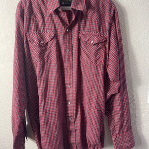 Panhandle Slim Red Plaid Vintage Shirt Sz Lg
